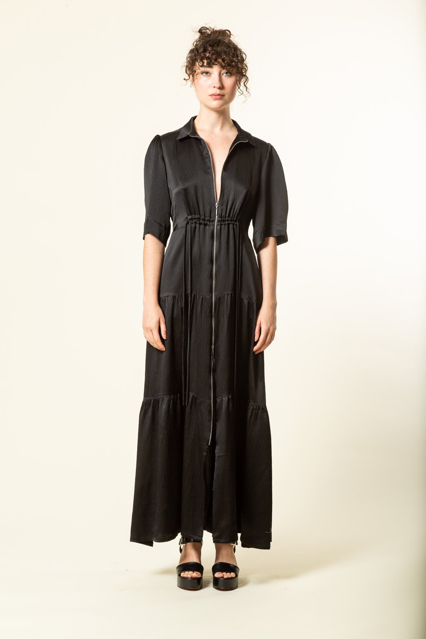 Black silk maxi dress