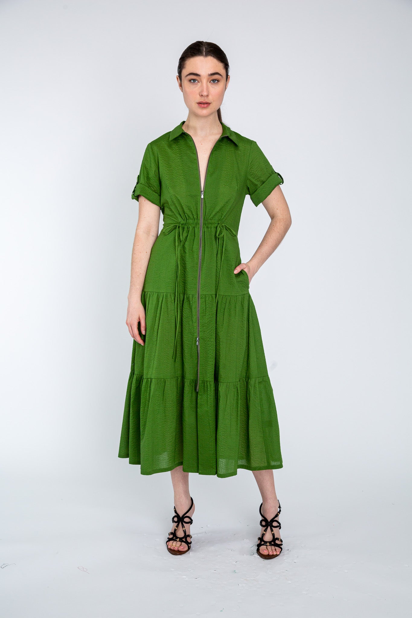 Olive Cotton Dame Dress