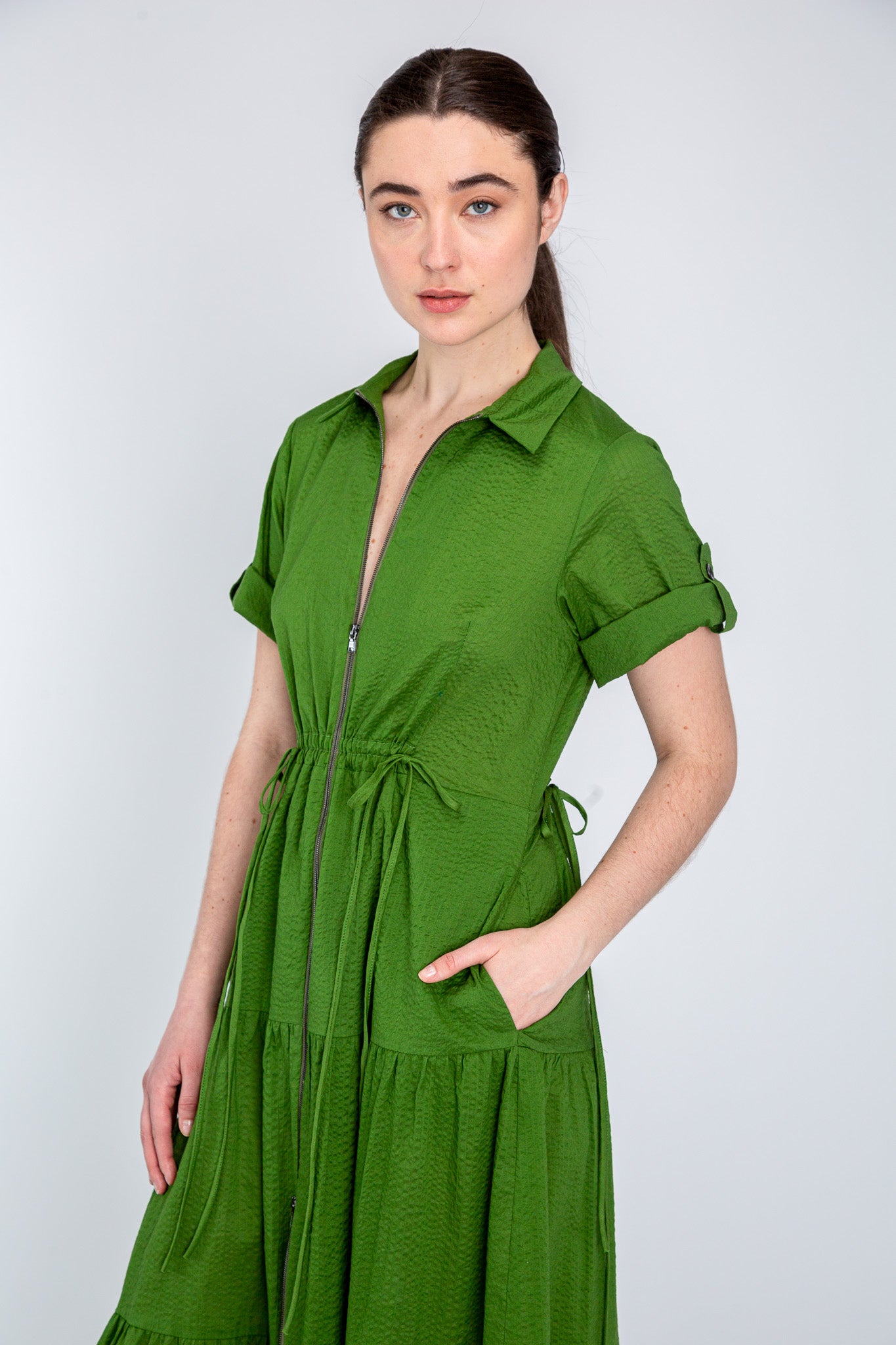 Olive Cotton Dame Dress