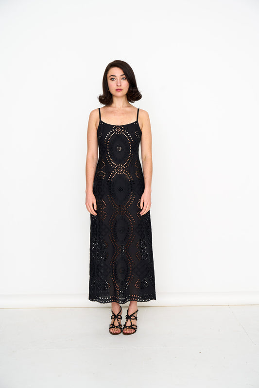 Black Eyelet Slip Dress