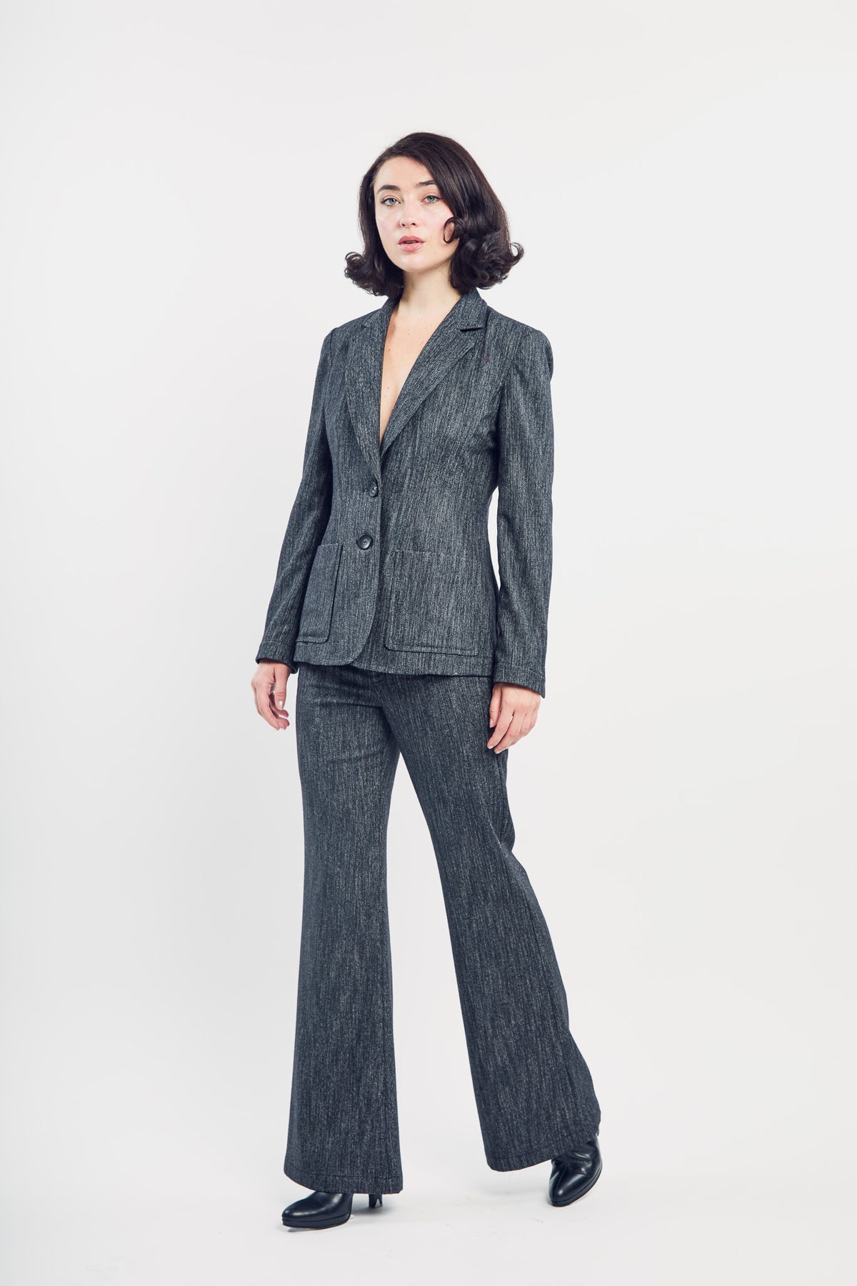 Nipped Blazer in Black Twill