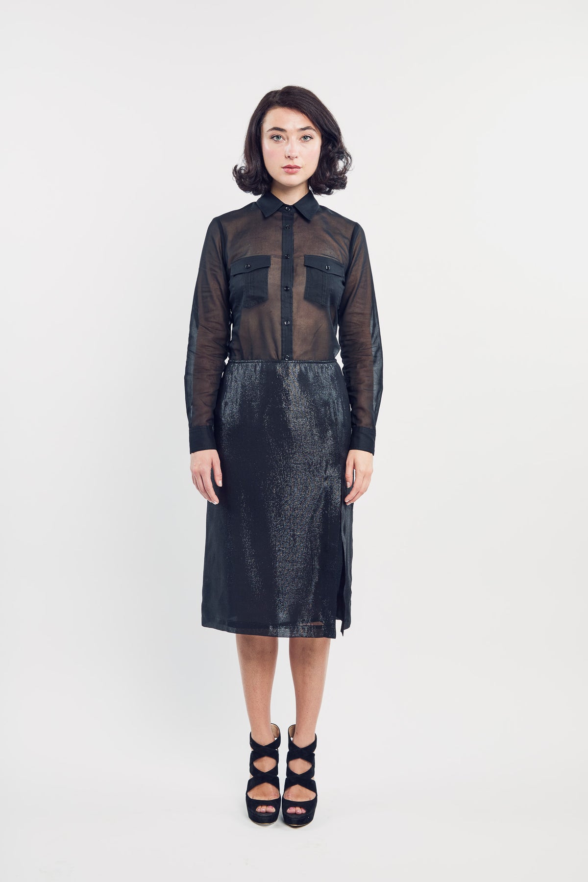 Black Voile Utility Shirt