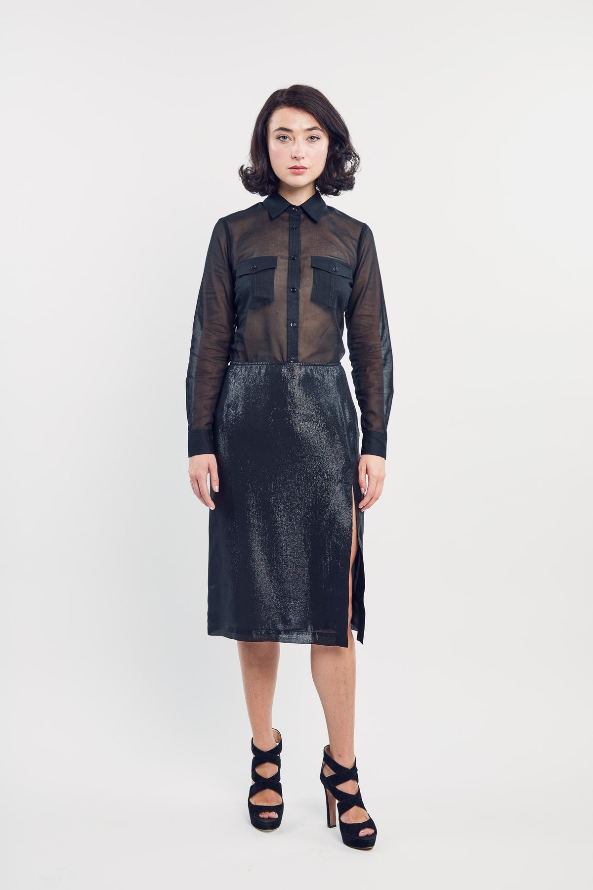 Black Voile Utility Shirt