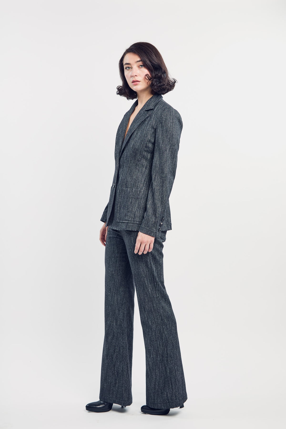 Nipped Blazer in Black Twill