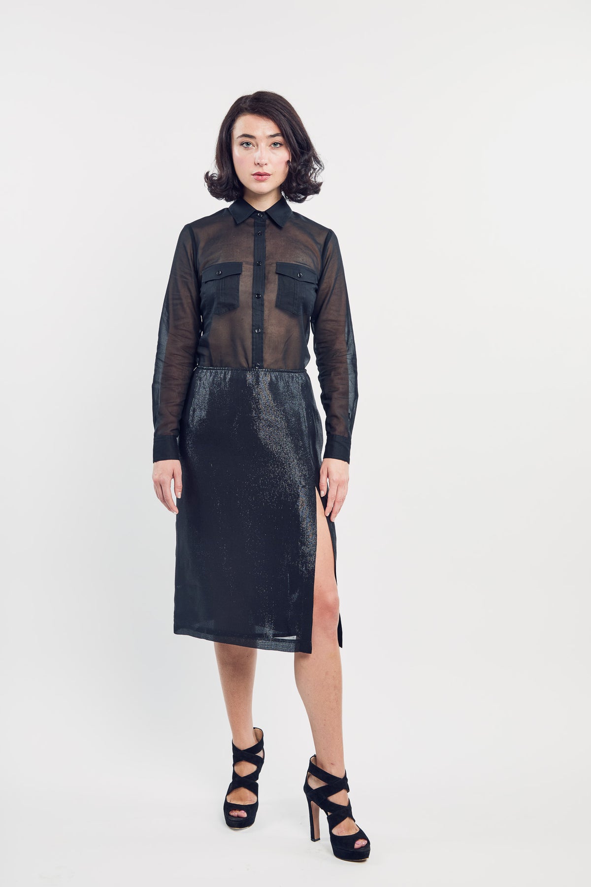 Black Voile Utility Shirt