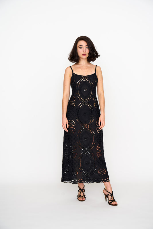 Black Eyelet Slip Dress