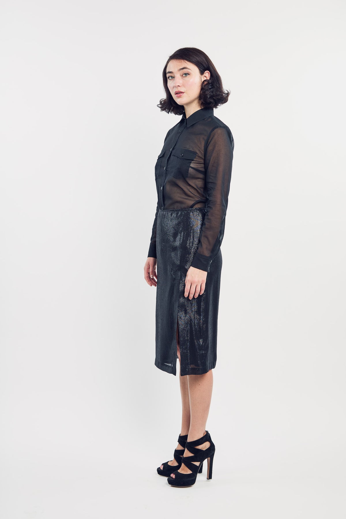 Black Voile Utility Shirt