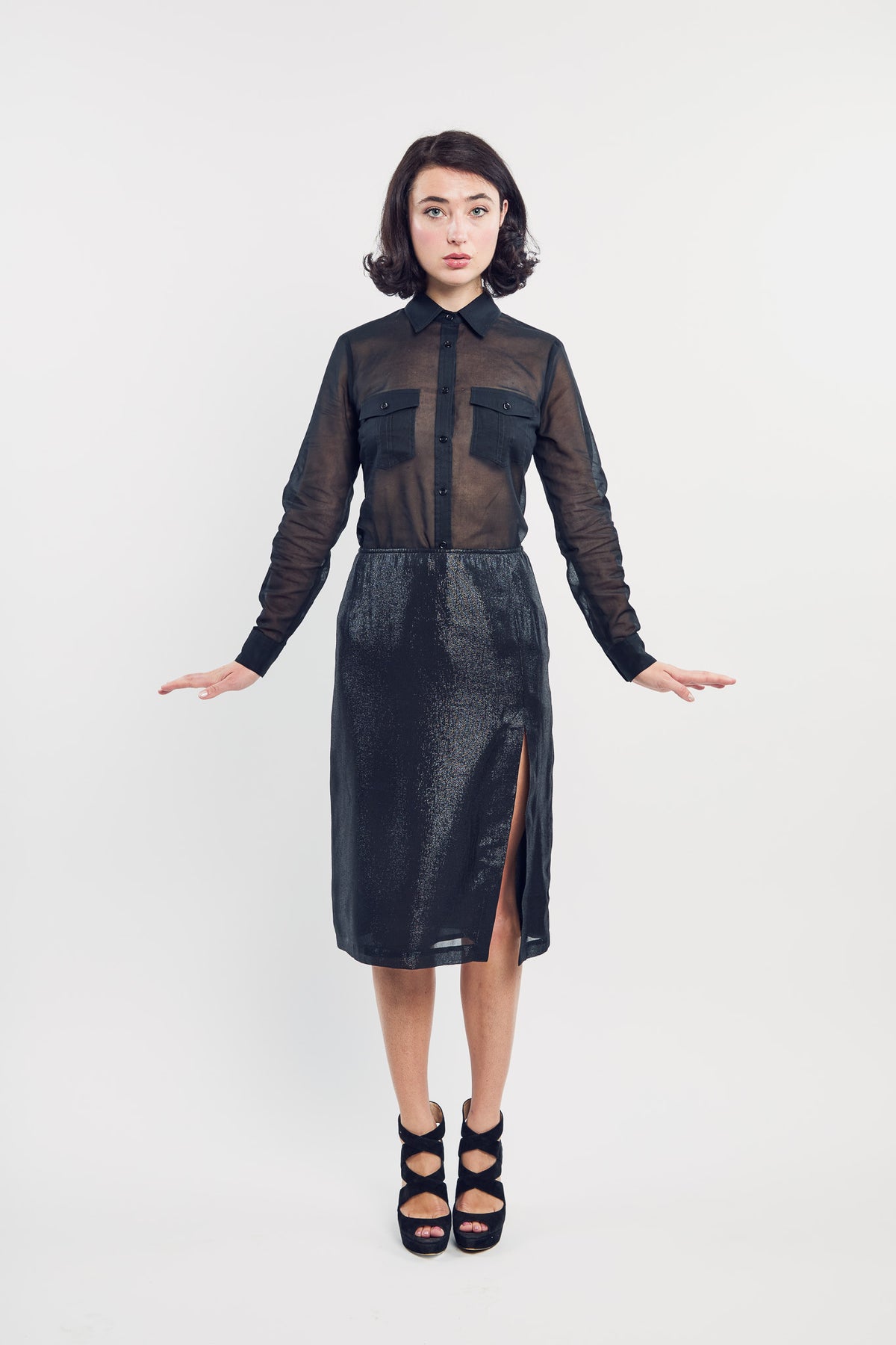 Black Voile Utility Shirt