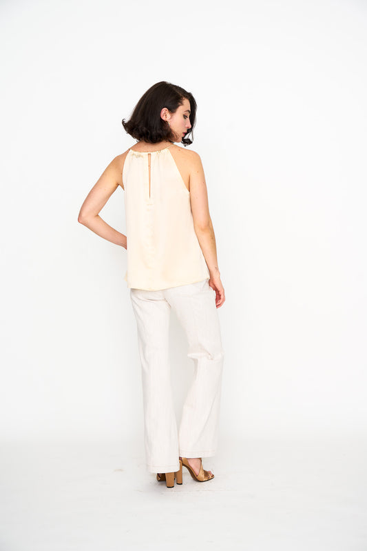 Ecru Satin Halter Top