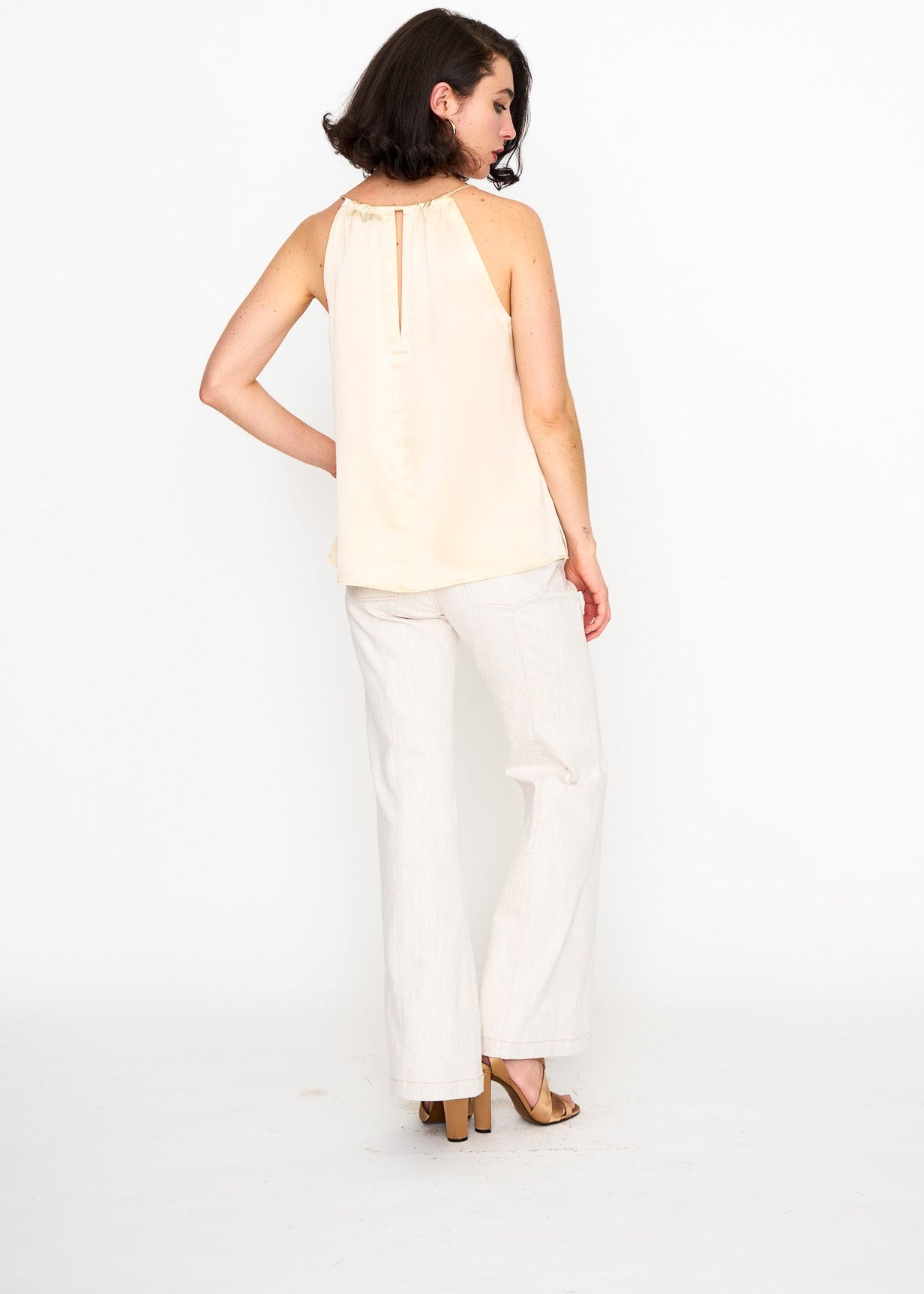 Jane Jean Cream shown on model, styling view