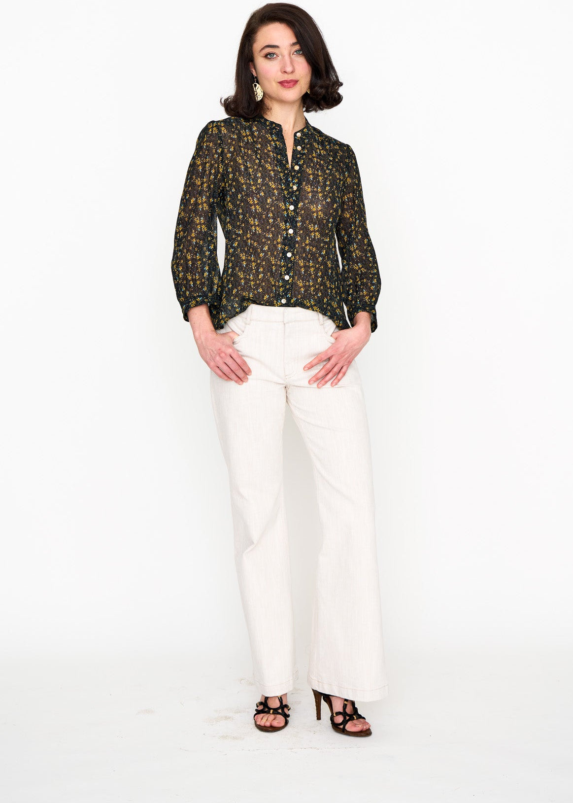 Jane Jean Cream shown on model, detail view