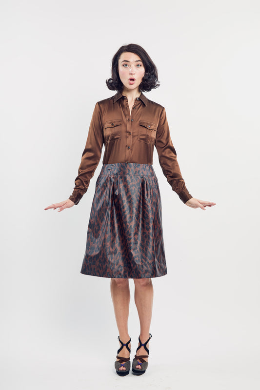 Tea Cup Skirt in Lacquered Leopard