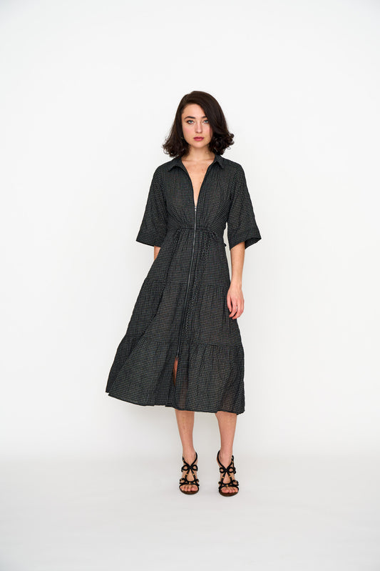 Black Mini Check Dame Dress