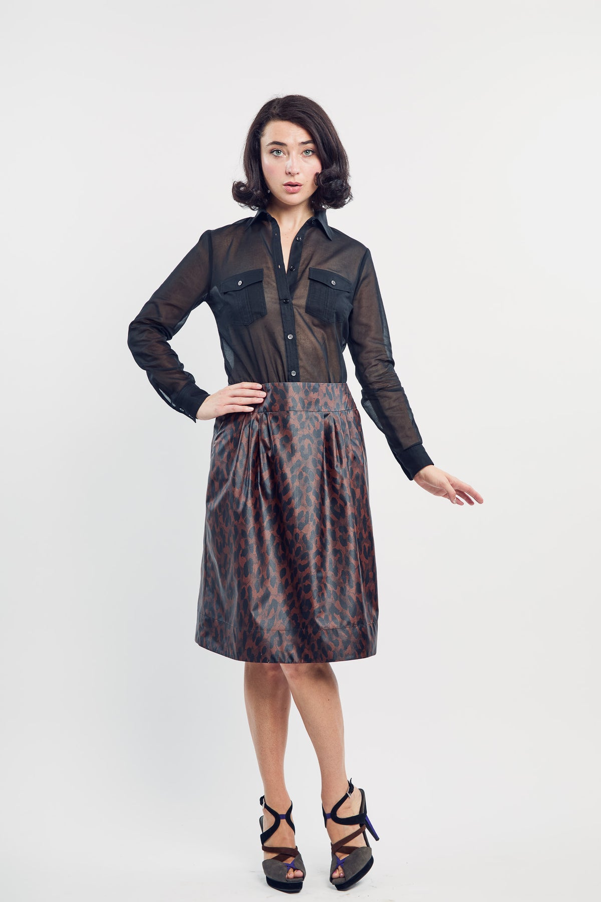 Tea Cup Skirt in Lacquered Leopard