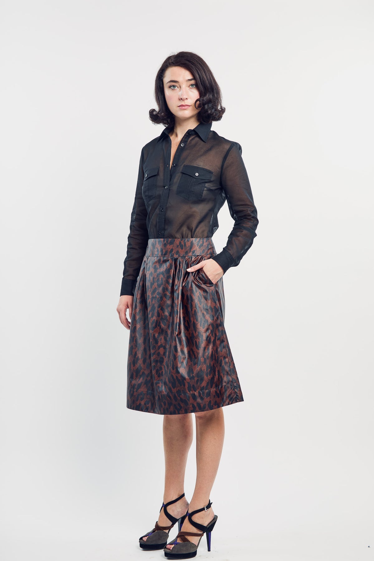 Tea Cup Skirt in Lacquered Leopard