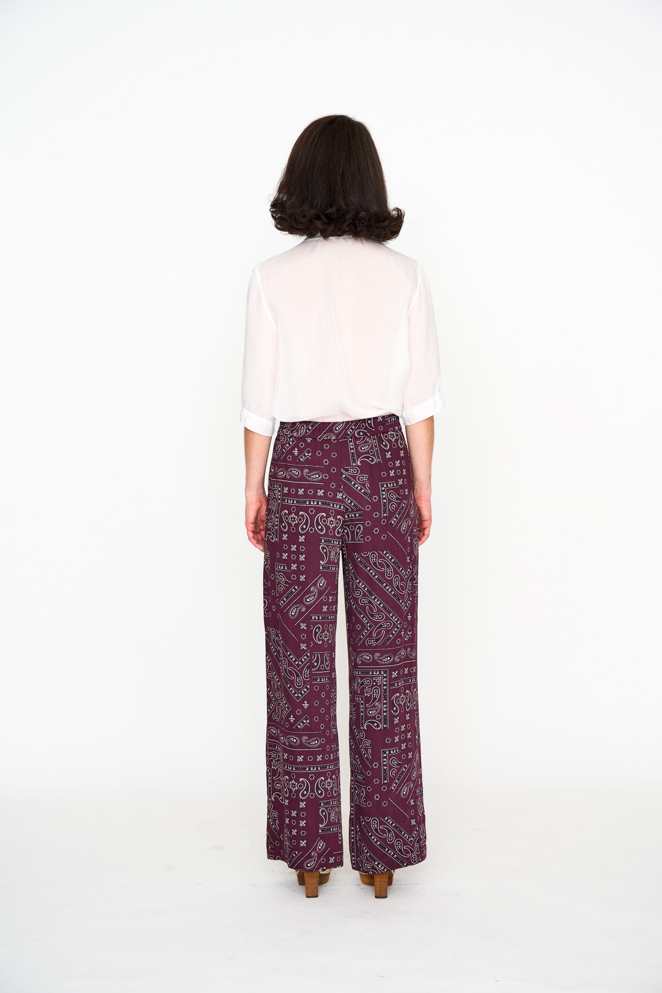 Oxblood Bandana Lounge Pant shown on model, alternate view