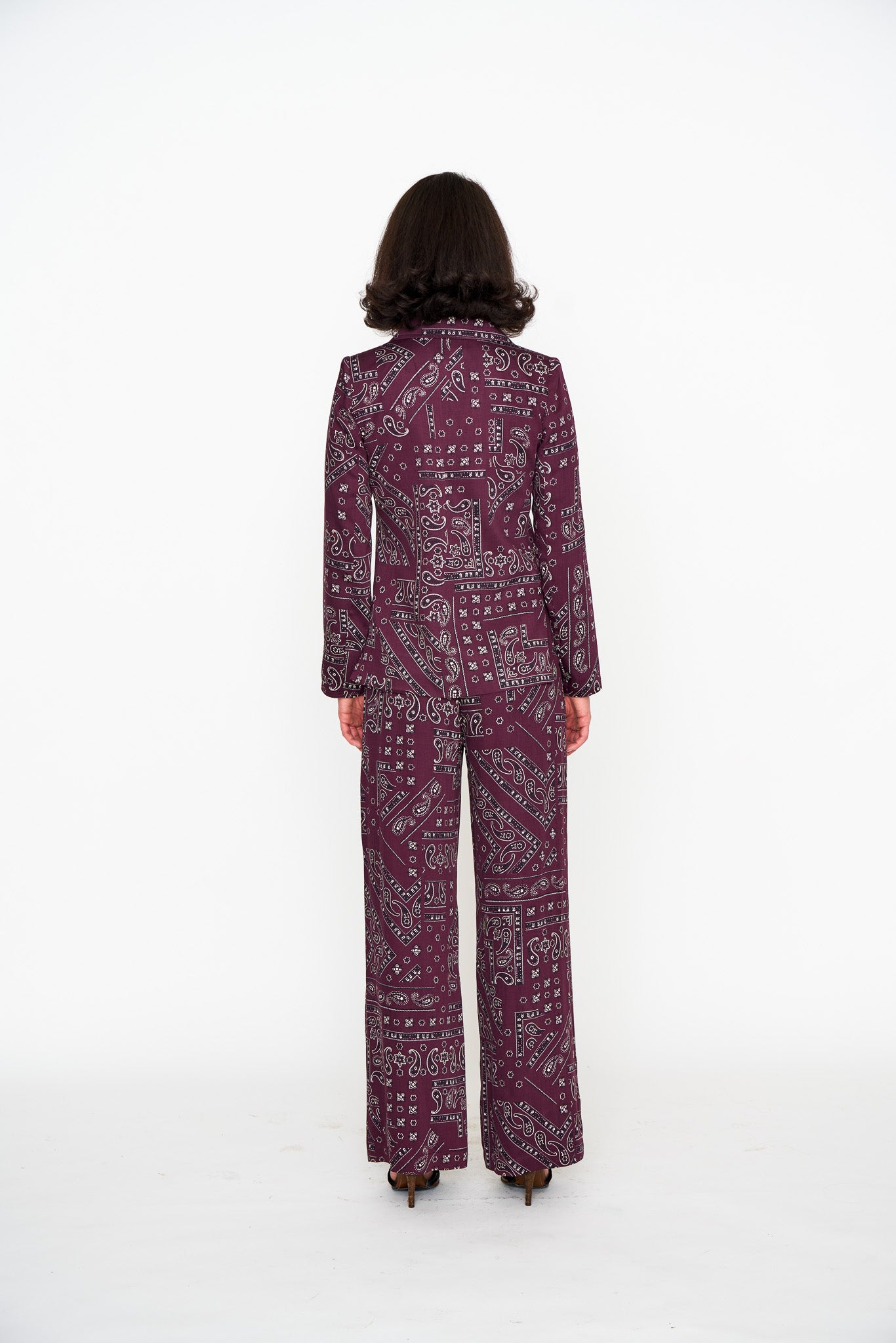 Oxblood Bandana Lounge Jacket shown on model, alternate view