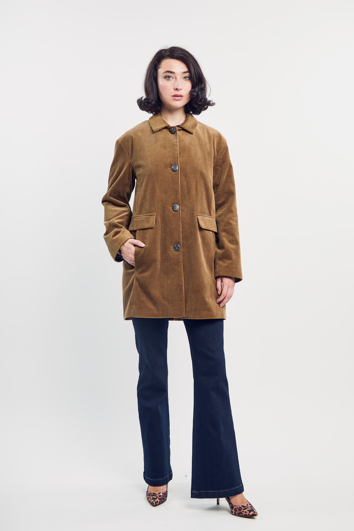 Camel Corduroy Car Coat