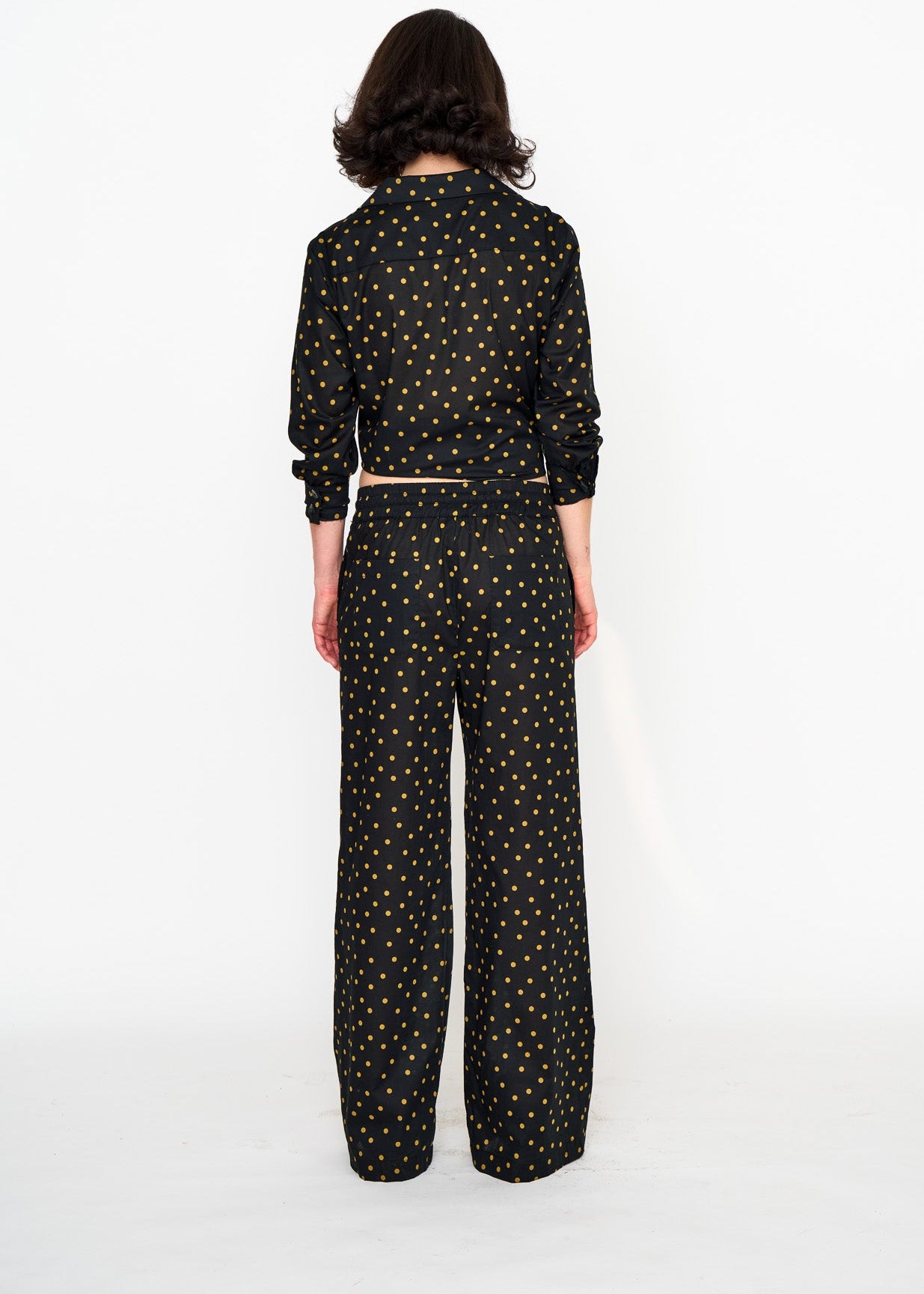 Black & Camel Pyjama Pants shown on model, detail view