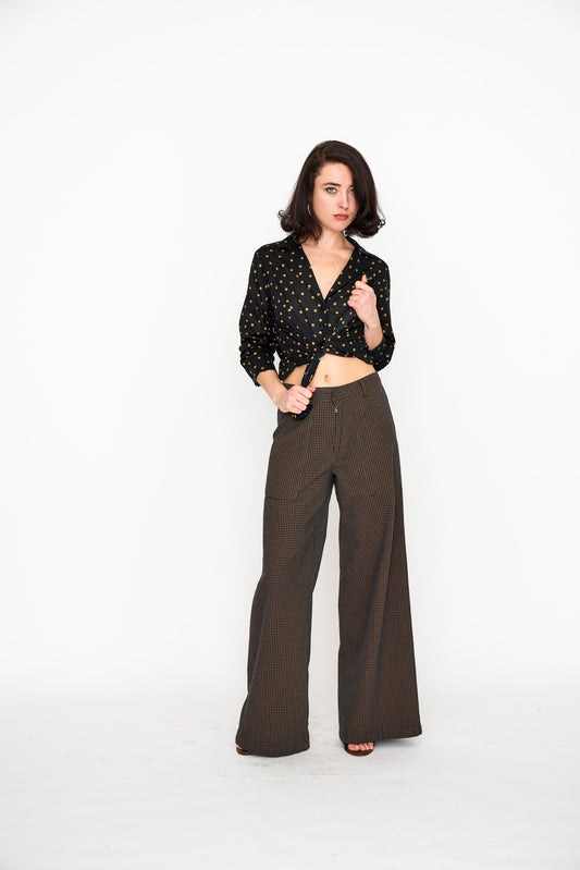 Brown Mini Check Hepburn Trouser