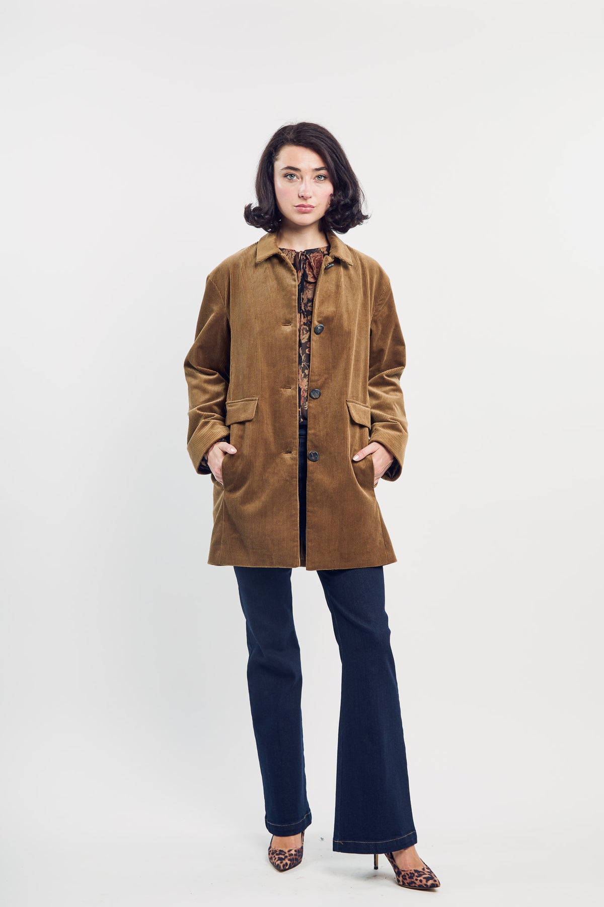 Camel Corduroy Car Coat