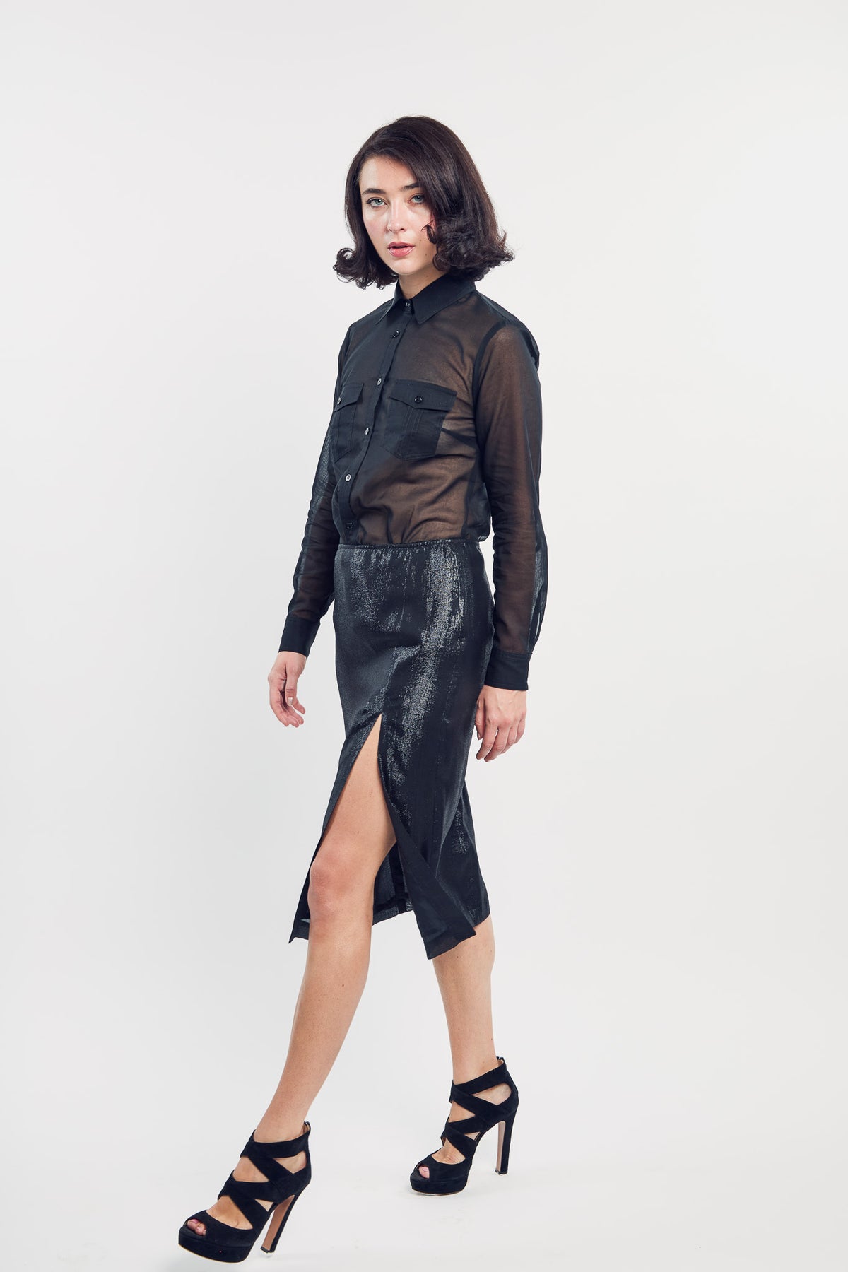 Black Voile Utility Shirt