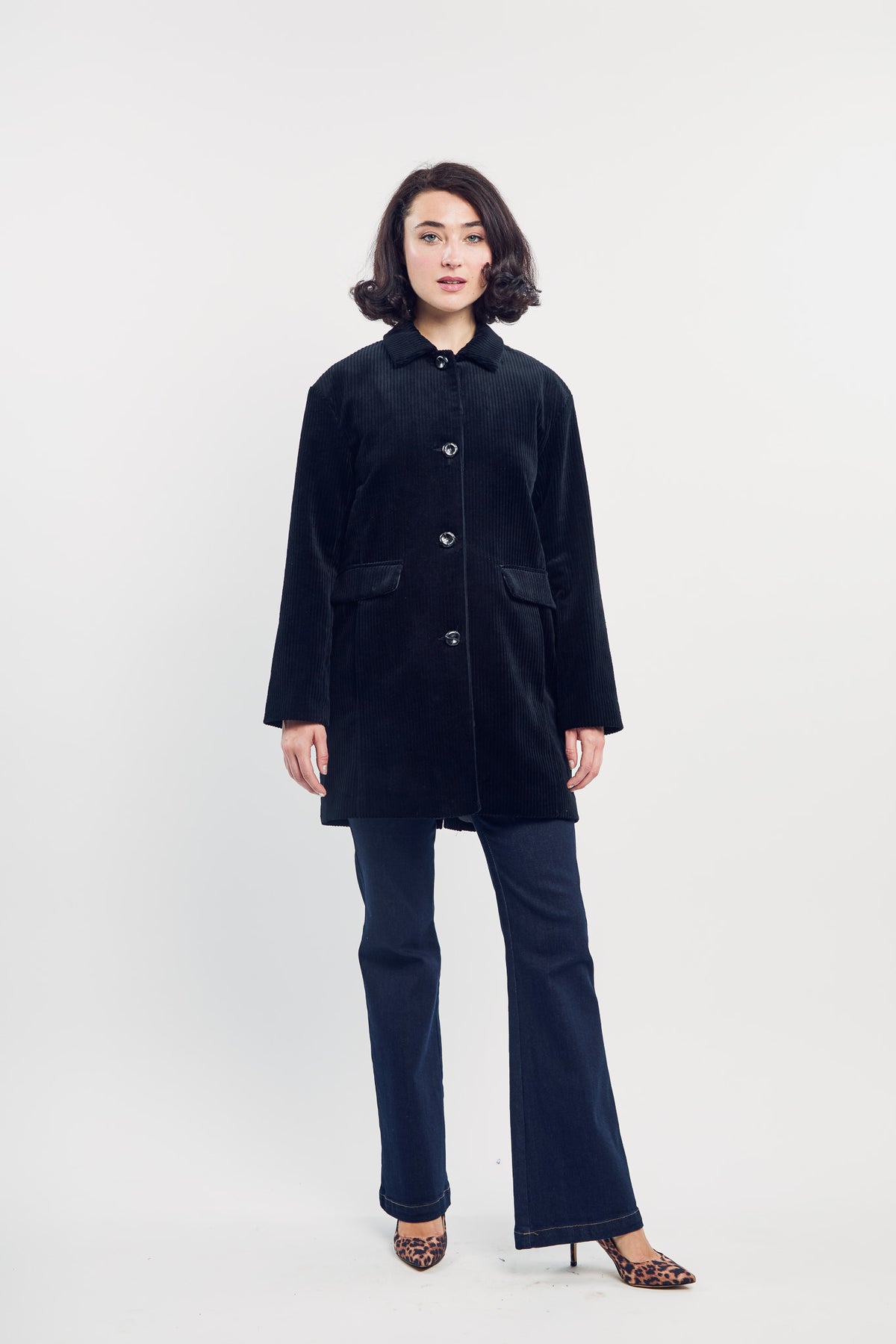 Black Corduroy Car Coat