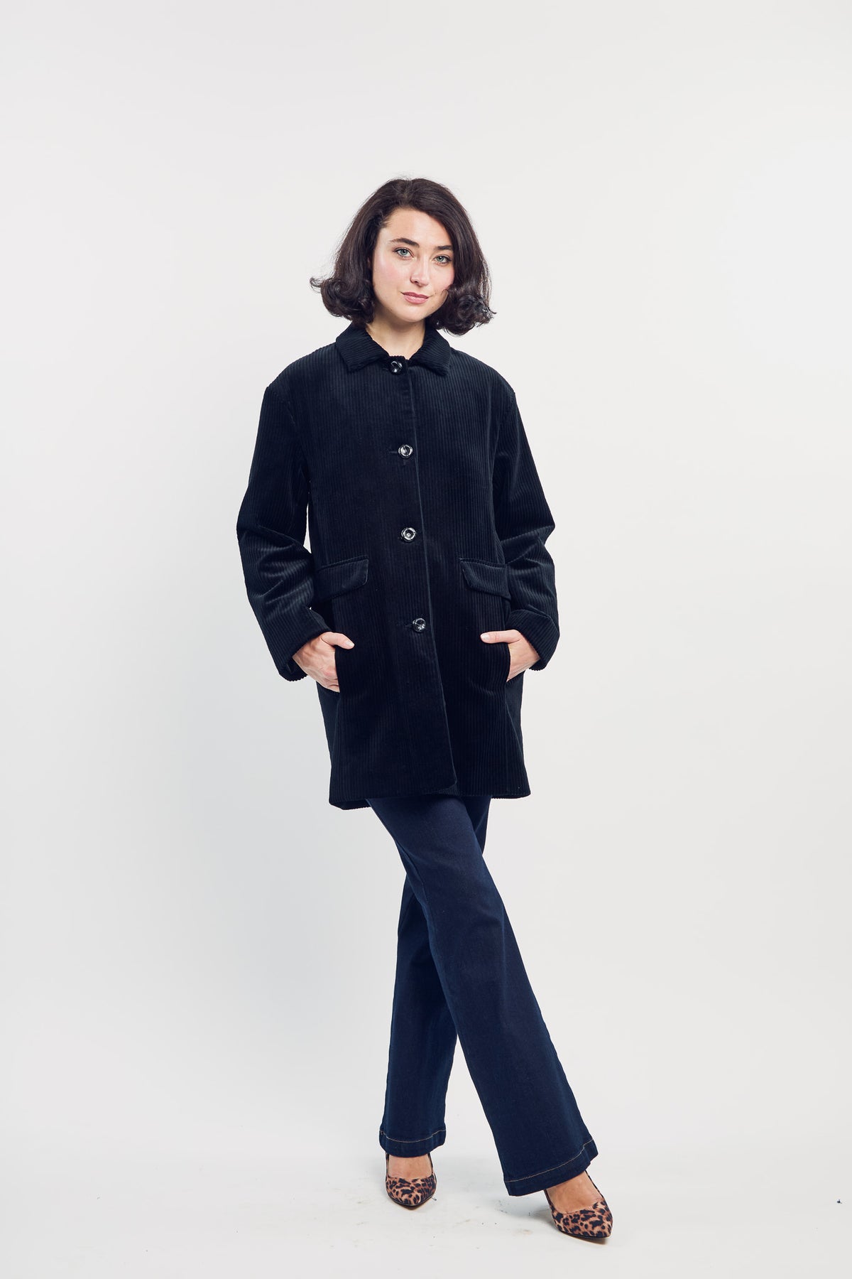 Black Corduroy Car Coat
