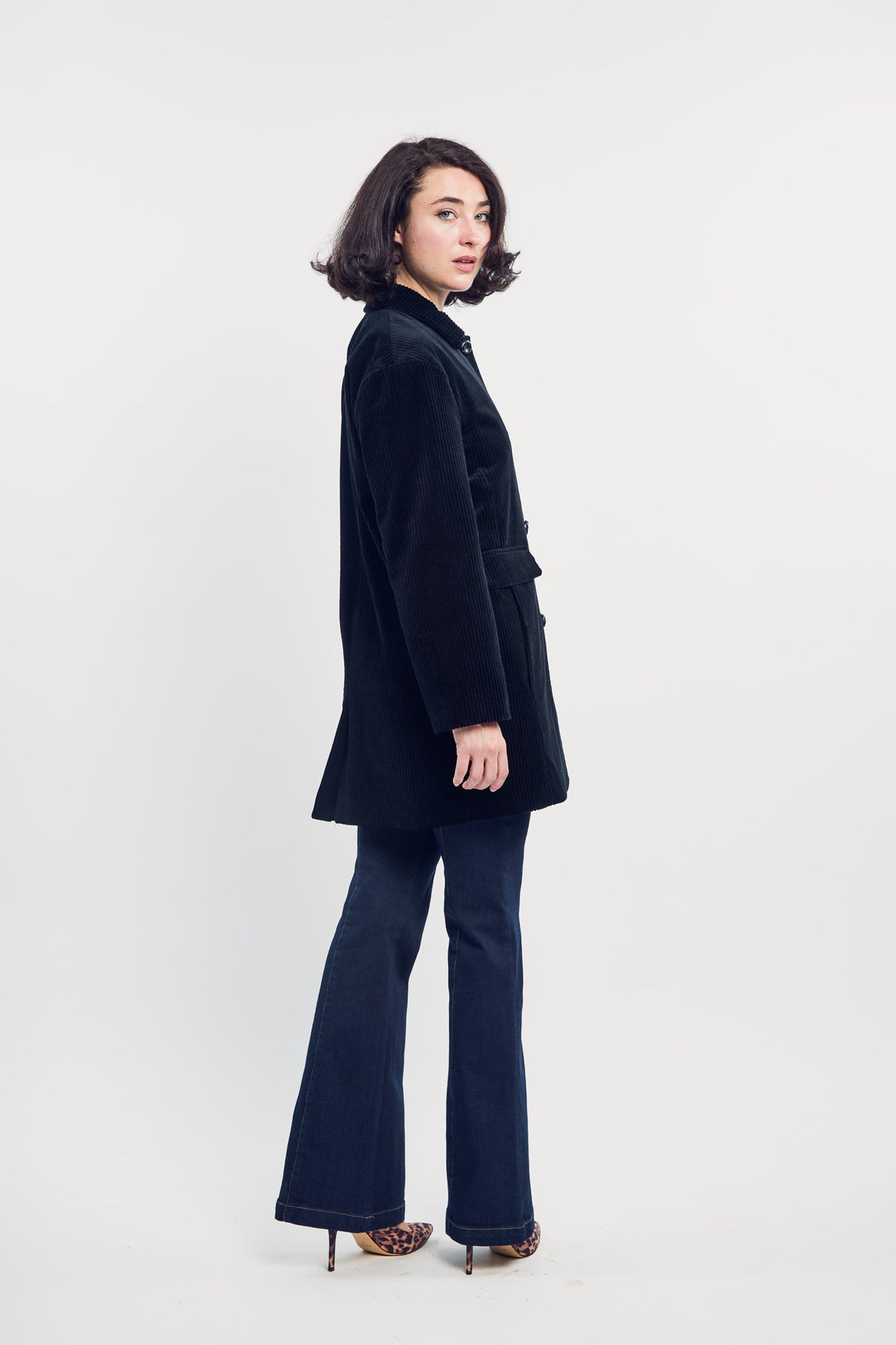 Black Corduroy Car Coat