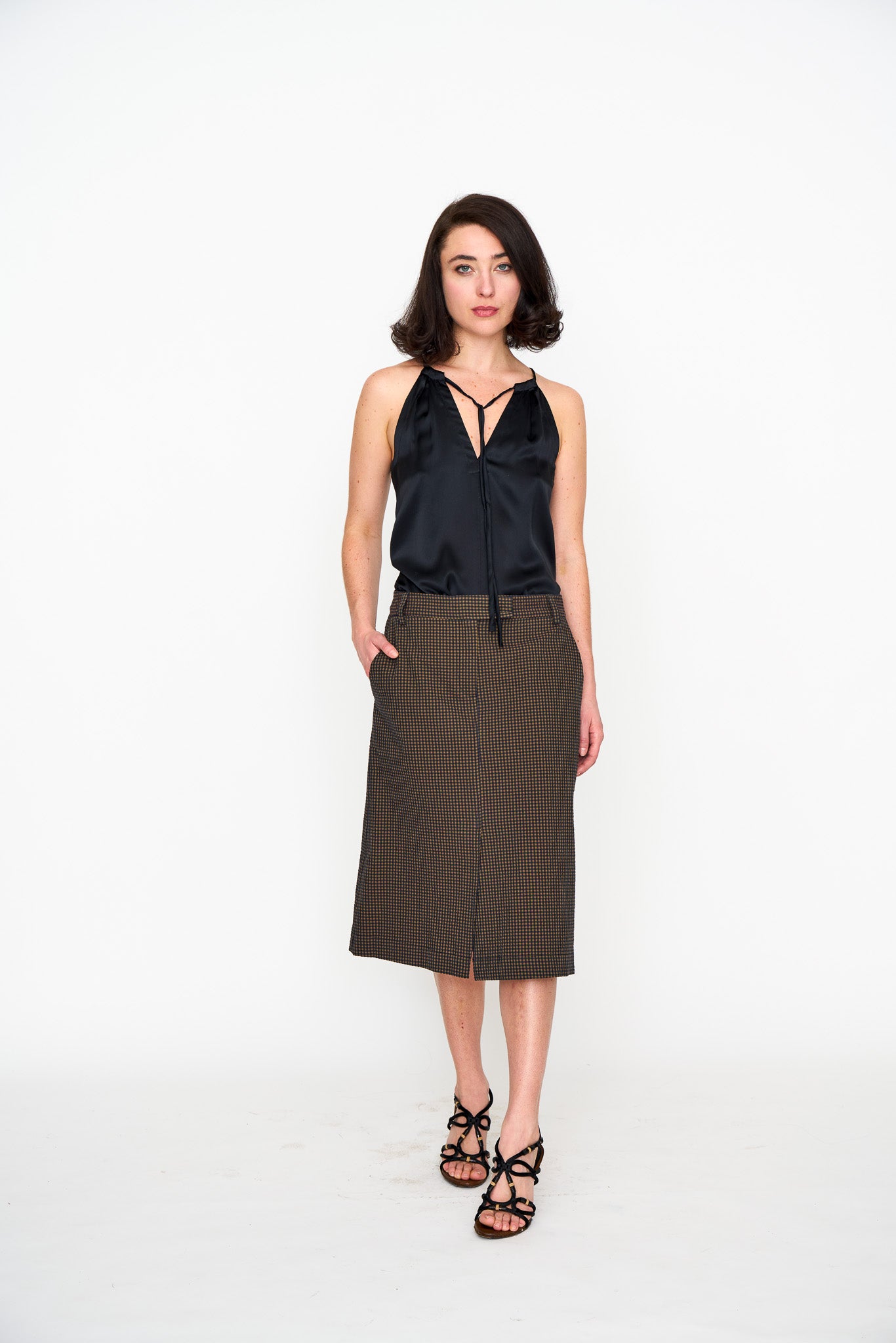 Black Satin Halter Top