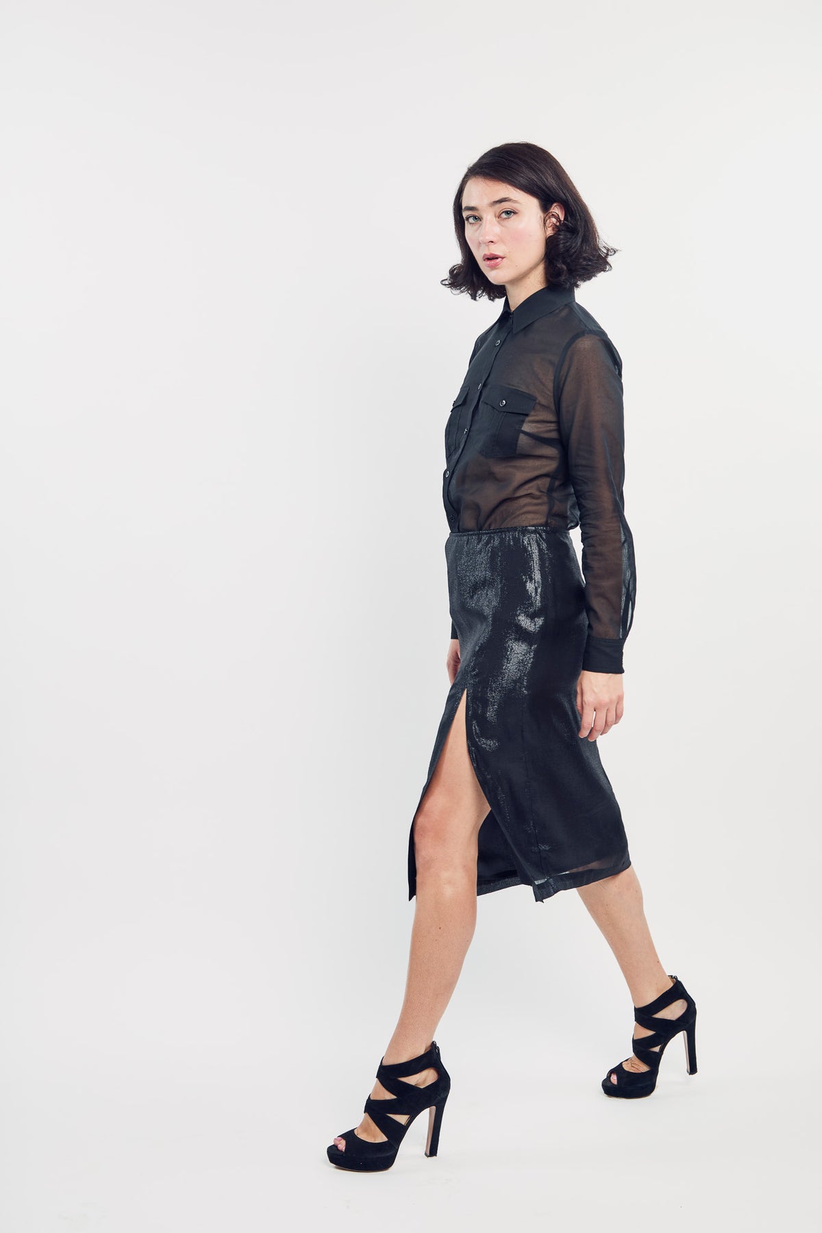 Black Voile Utility Shirt