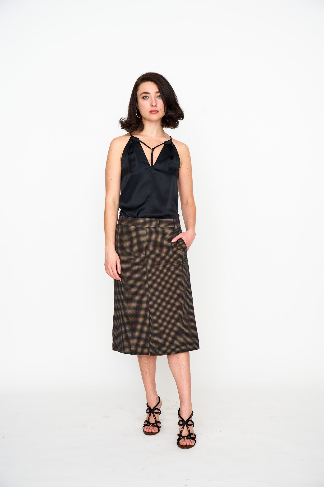 Black Satin Halter Top