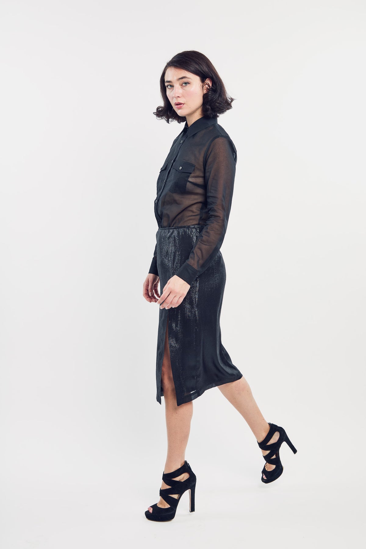 Black Voile Utility Shirt