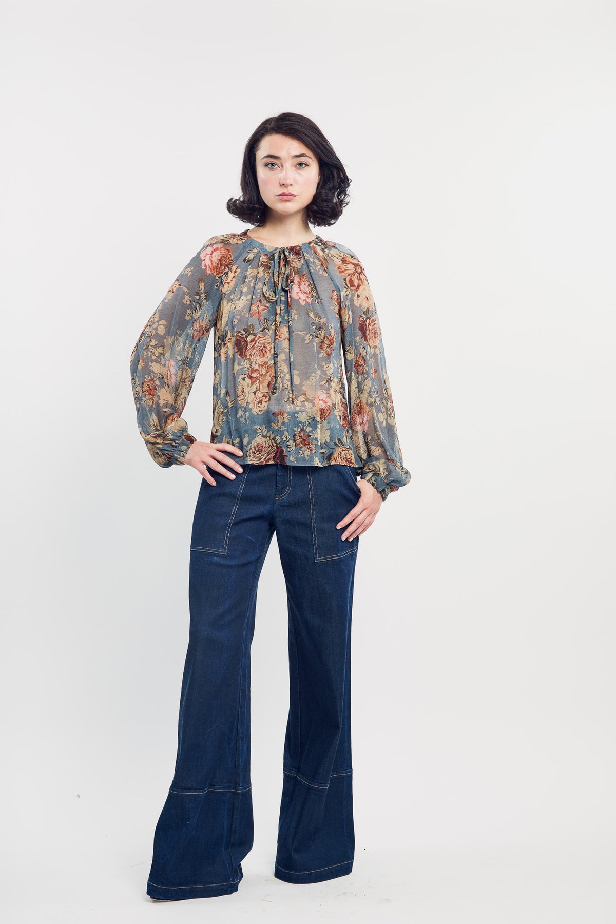 French Rose  Boho Top in Dove
