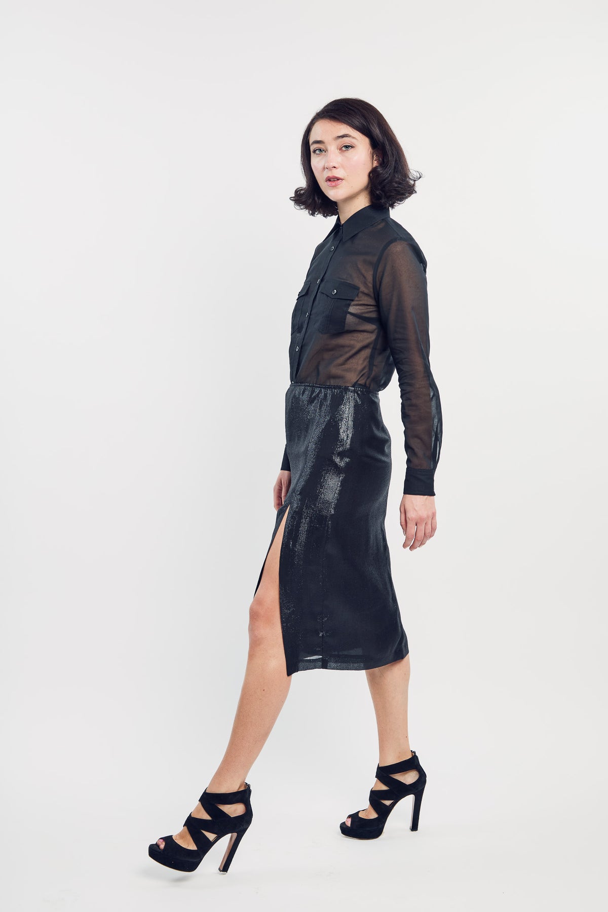 Black Voile Utility Shirt