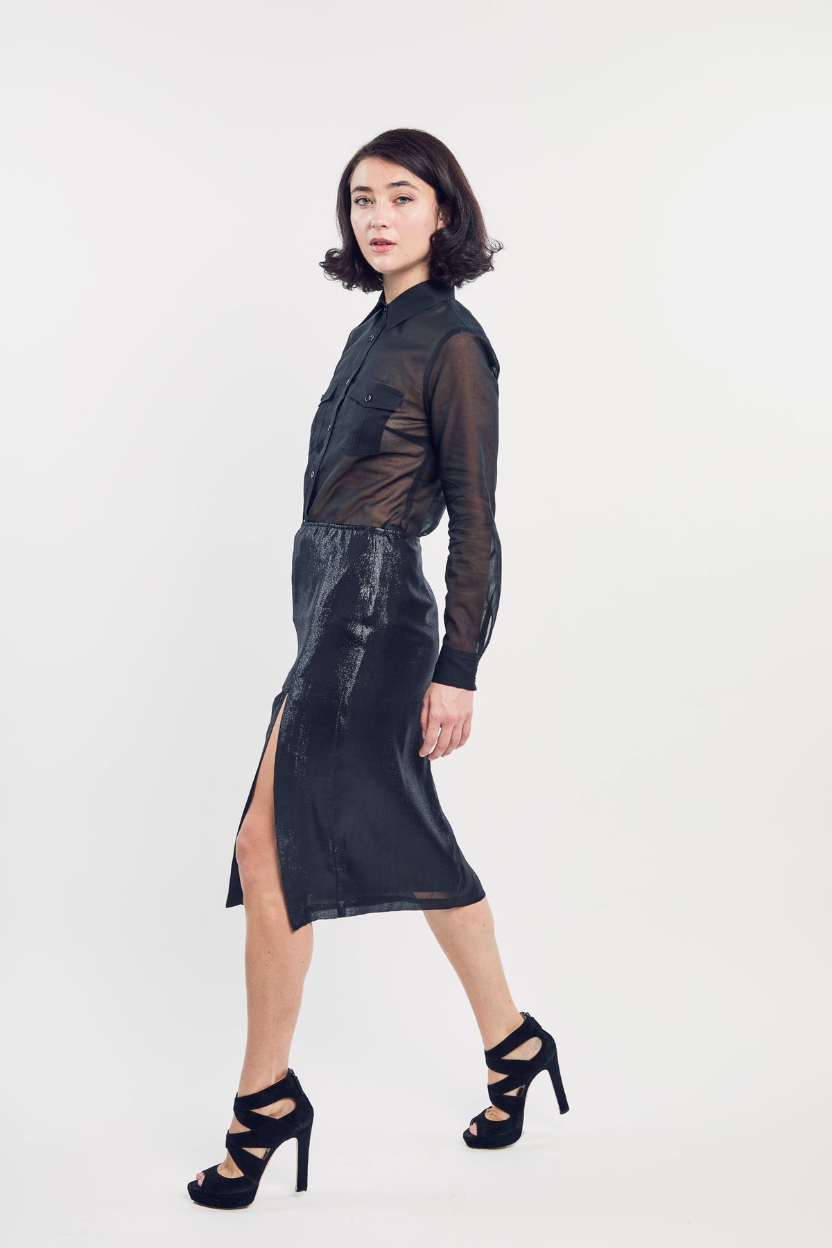 Black Voile Utility Shirt
