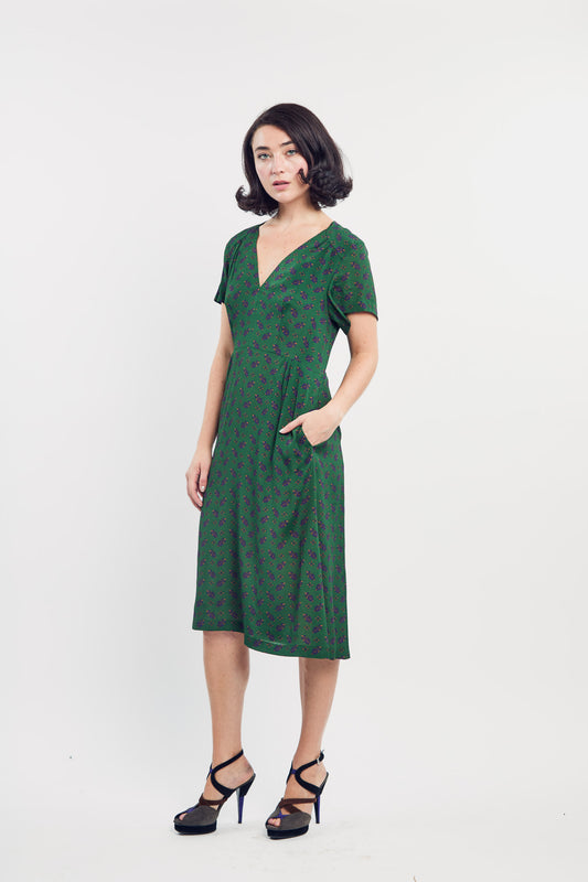 Sofia Dress shown on model, three-quarter view