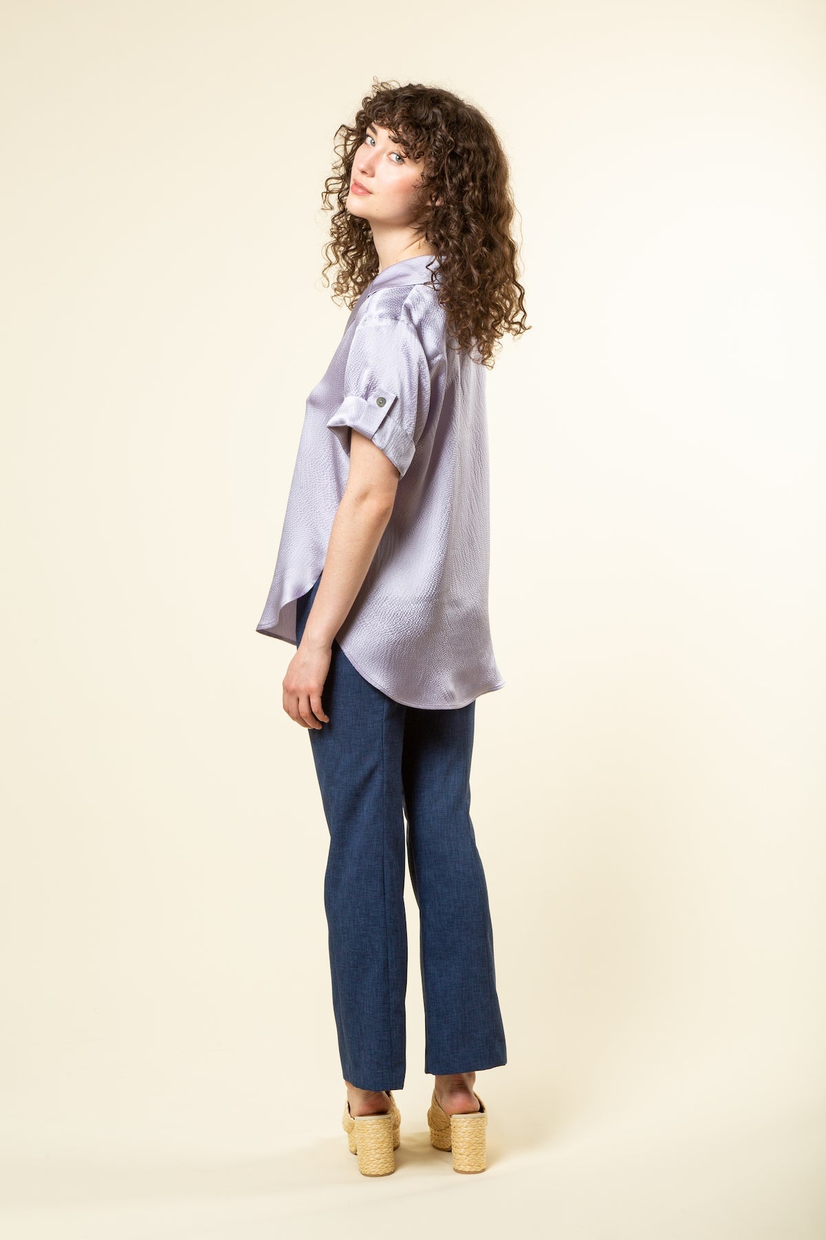 Lilac Silk Camp Shirt