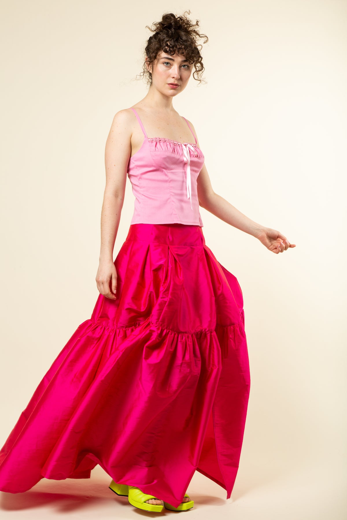 Pink ball skirt with light pink corset top