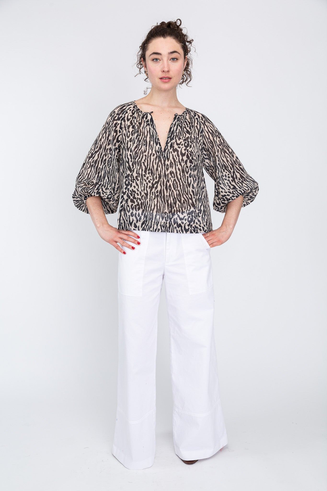 casual exotic print summer blouse