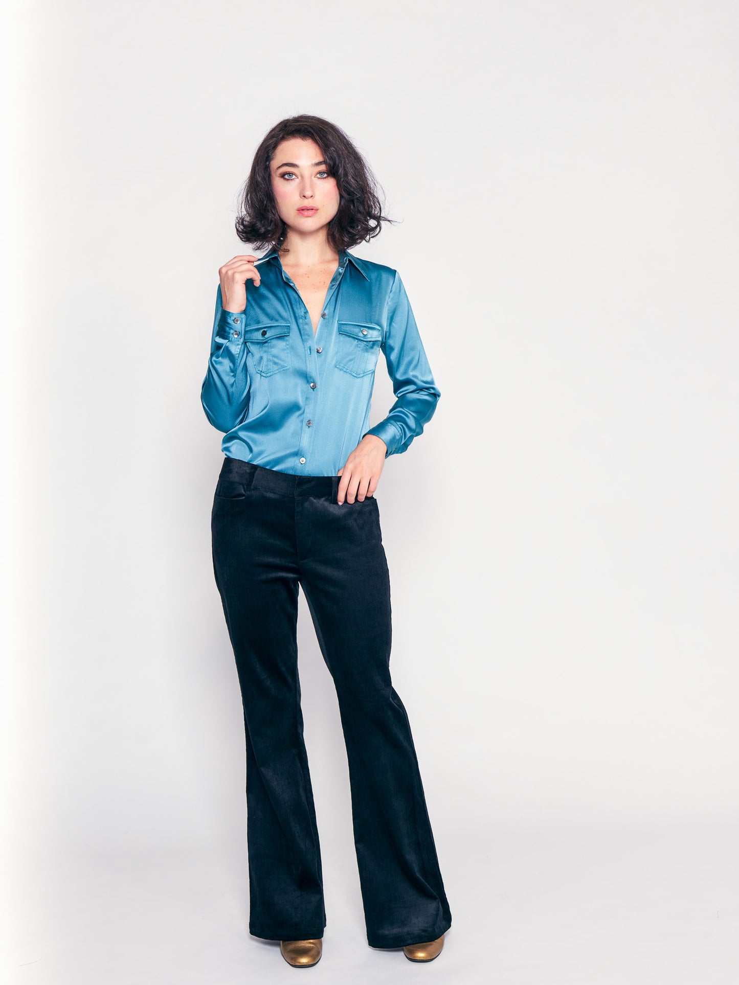 Black Velvet Corduroy Flare