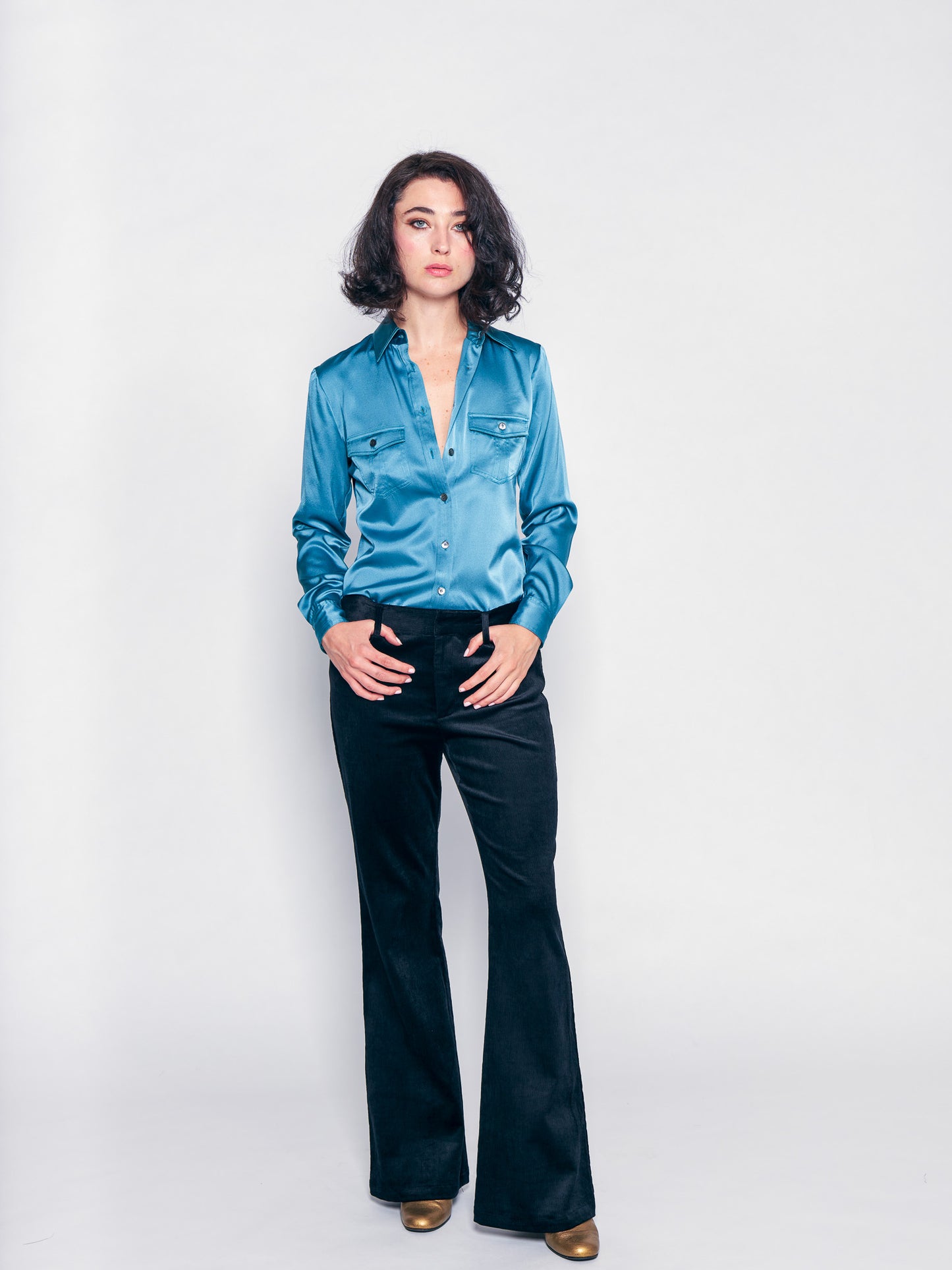 Black Velvet Corduroy Flare