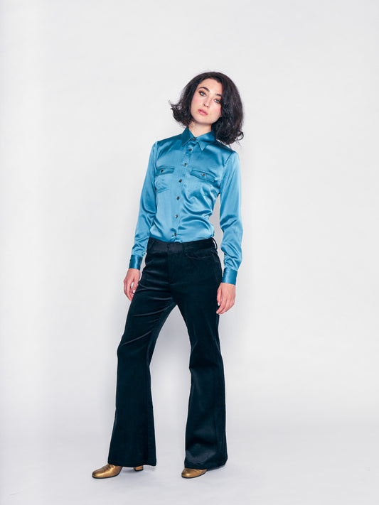 Black Velvet Corduroy Flare