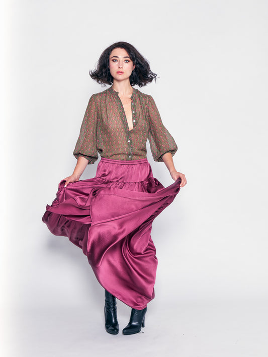 Vintage Rose Silk Ball Skirt