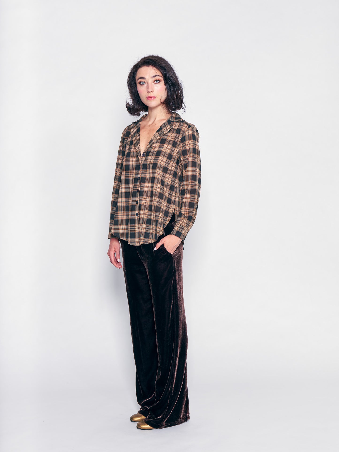 Vintage Plaid Smoking Shirt