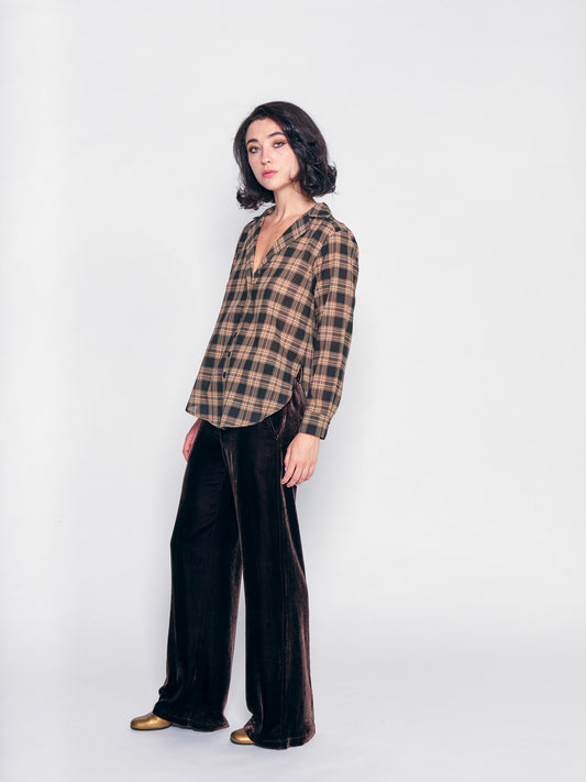 Vintage Plaid Smoking Shirt