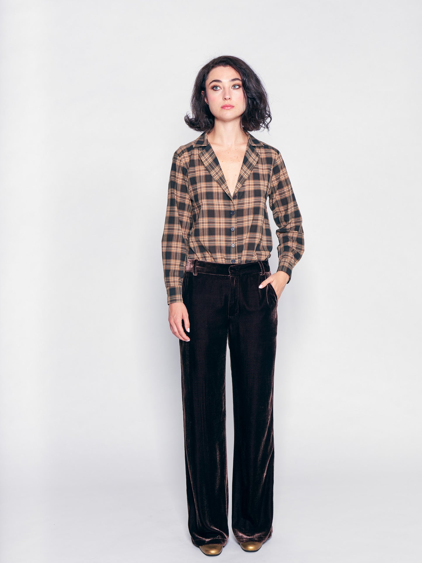 Brown Velvet Slouchy Trouser