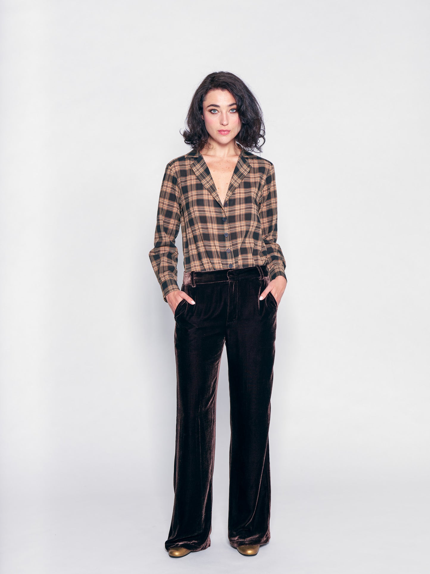 Brown Velvet Slouchy Trouser