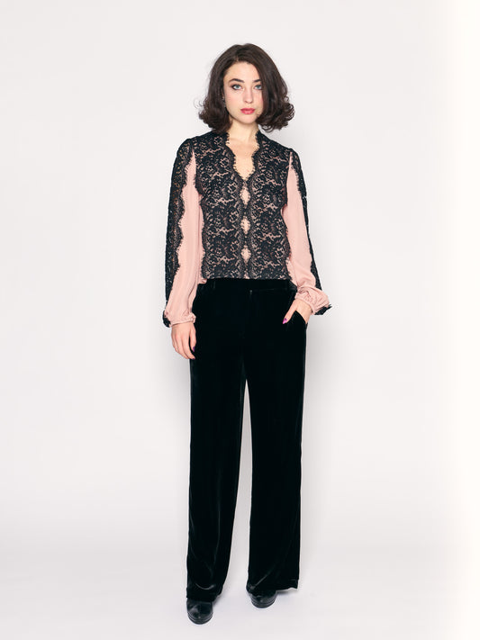Black Velvet Slouchy Trouser