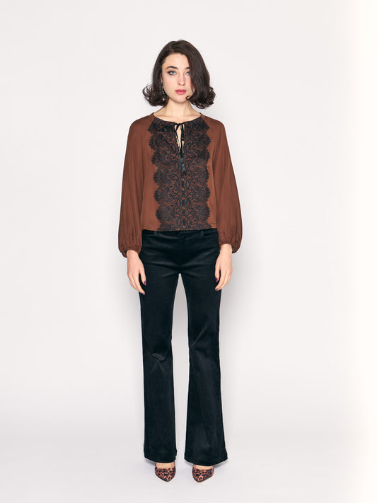 Chestnut Fly Away Lace Top